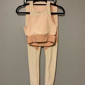 Outdoor Voices Tri-Tone Leggings + Crop Top
